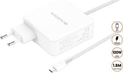 Xssive 100W GAN Super Fast Home Charger USB-C XSS-100W 1.8MW - Wit