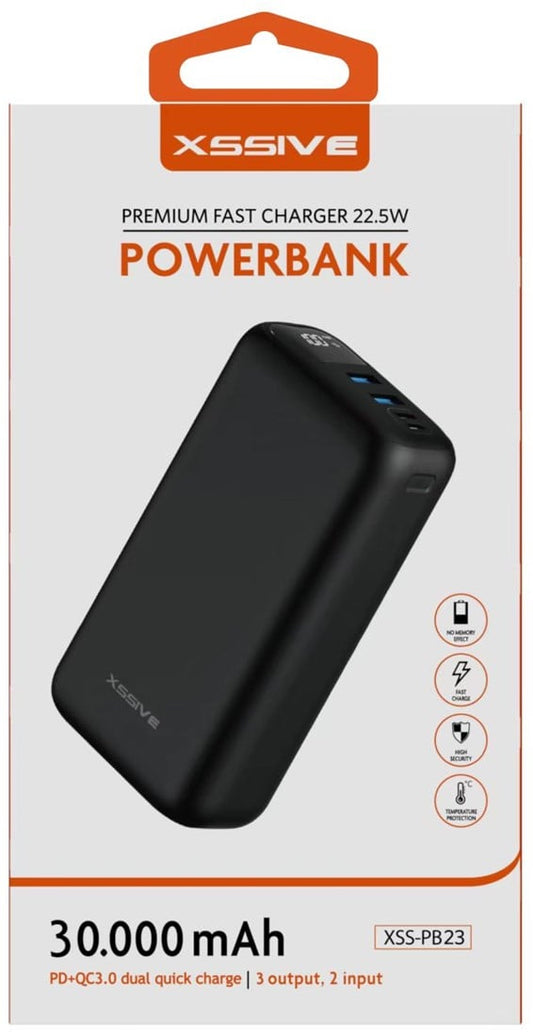 Xssive Powerbank Fast Charge 30.000 mAh QC/PD XSS-PB23 - Zwart